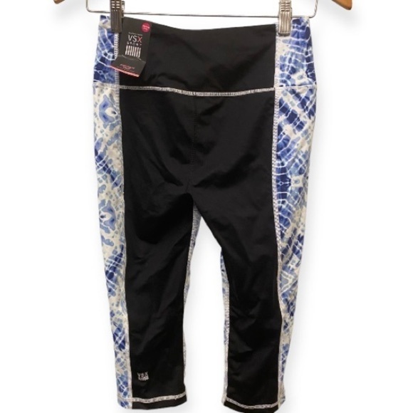 Victoria’s Secret NWT Knockout Crop Leggings Tie Dye Blue & Black Size Small - Picture 4 of 8